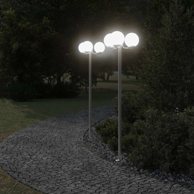 Vanjska podna lampa, 215 cm, nehrđajući čelik, srebrna, 2 kom