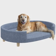 PAWHUT Sofa za velike pse, uklonjivi jastuk, MDF konstrukcija, do 30 kg, plava