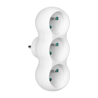 ORNO Razdjelnik snowman 3 x 2P+Z, središnji utikač, bijeli