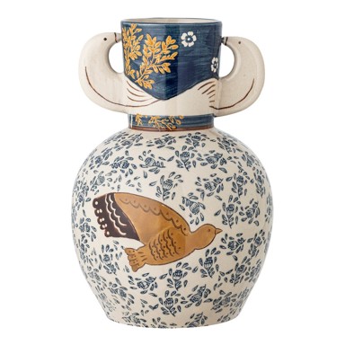 BLOOMINGVILLE Vaza ručno oslikana od kamenine Hezha, visina 23,5 cm