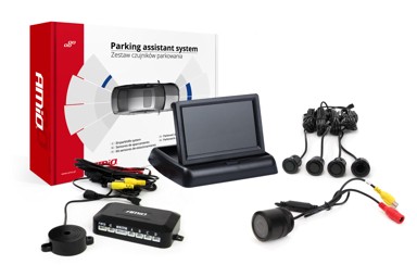 AMIO Parking senzori, 4 kom, crni, 18 mm, TFT02 4,3'' zaslon, buzzer, HD-301-IR kamera za rikverc