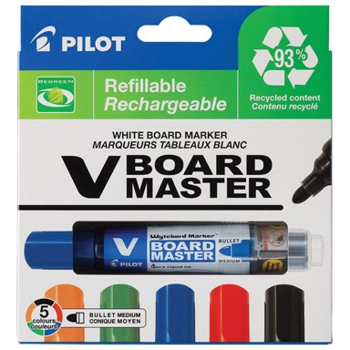 PILOT Marker za bijelu ploču V Board Master Begreen WBMA-VBM-M-S5-BG, 2,3 mm, 5 boja, blister