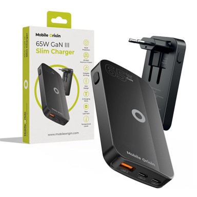 MOBILE ORIGIN GaN Slim punjač 65 W, crni