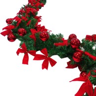 Božićna girlanda okićena 5 m zelena s kuglicama i mašnicama