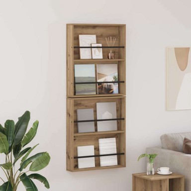 Polica za časopise, zidne 2 pcs 60 x 12 x 70 cm, umjetnički hrast