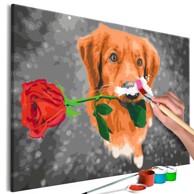 Slika za samostalno slikanje Dog With Rose 60x40