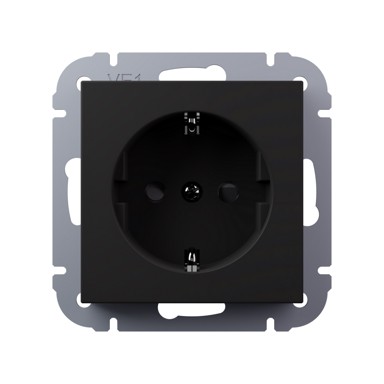 Utičnica podžbukna sa zaštitom crna I700