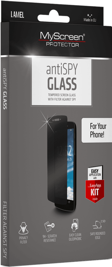MYSCREEN PROTECTOR Zaštitno kaljeno staklo, iPhone 13 / iPhone 13 Pro / iPhone 16e / iPhone 17e, AntiSpy Privacy, Edge Full Glue