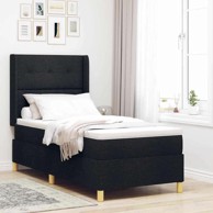 Box Spring krevet s madracem i LED svjetlom, tkanina, 100x200 cm, crna