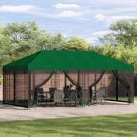 Paviljon s bočnim stranama, 6 x 3 m, poliester i čelik 190, zelena