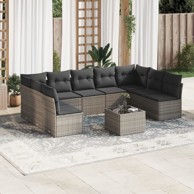 10-dijelni set vrtnih sofa od poliratana s jastucima sivi