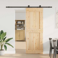 Klizna vrata NARVIK, 85 x 210 cm, vodilica 213,5 cm, prirodna i crna