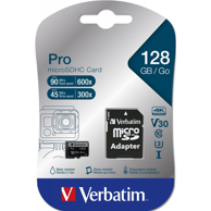 VERBATIM Memorijska kartica Pro, 128 GB, MicroSDXC, UHS-I, Class 10