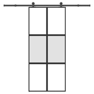 Klizna vrata s priborom 90 x 205 cm kaljeno staklo i aluminij rešetke 3 x 2 mat i prozirno