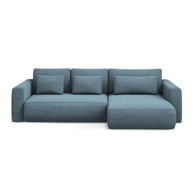 MAKAMII Svijetlo plava sklopiva/s prostorom za odlaganje kutna garnitura (s desnim kutom/s ležaljkom) Kapua, 278x149x82 cm