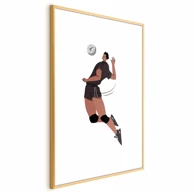 Plakat Odbojkaš na svijetloj podlozi, ilustracija, 60x90 cm, zlatni okvir s margom