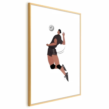 Plakat Odbojkaš na svijetloj podlozi, ilustracija, 60x90 cm, zlatni okvir s margom