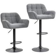 Set od 2 retro barske stolice izgleda flisa, 57,5 x 52,5 x 93-114 cm, sivo-crne