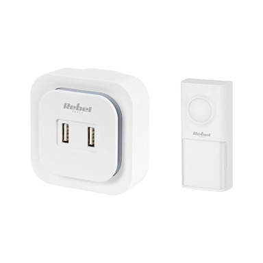 REBEL Bežično elektroničko zvono, 230V, 36 melodija, do 150m, 2xUSB, 2A