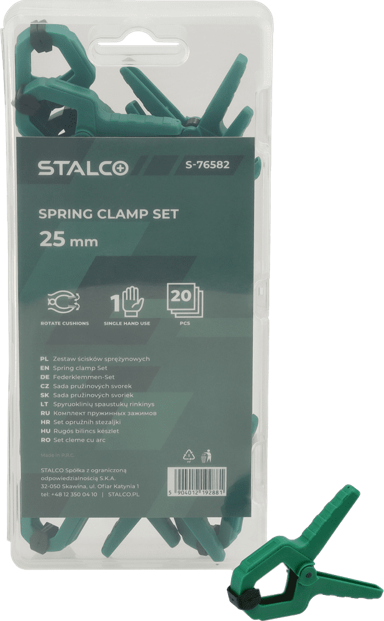 STALCO set opružnih stezaljki 25 mm 8 komada 1,5 kg S-76580, metalni