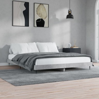 Okvir kreveta siva boja betona 160x200 cm od konstruiranog drva