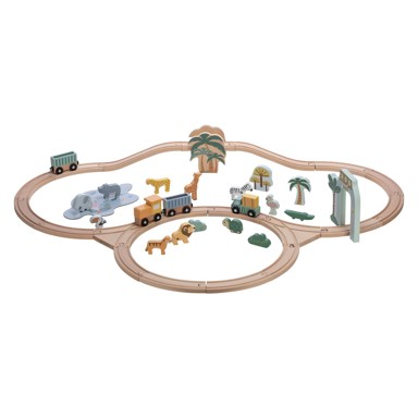 FREE 2 PLAY Drvena željeznica s vagonima i životinjskim prijateljima
