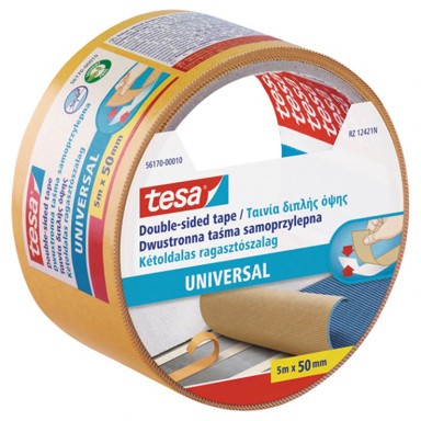 TESA Universal obostrana ljepljiva traka, 50 mm x 5 m, bijela, blister