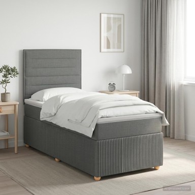 Boxspring krevet s madracem 90 x 200 cm, tkanina, tamnosivi