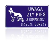 Ploča 15*29 cm upozorenje: zločesti pas i još gori vlasnik, tablica D STR. 12