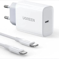 UGREEN Zidni punjač 20W, USB-C/Lightning kabel 1.0m, bijeli