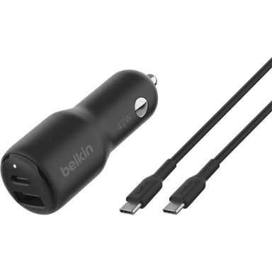 BELKIN Auto punjač BOOST CHARGE 42W DUAL PD/PPS tehnologija CCB005btBK