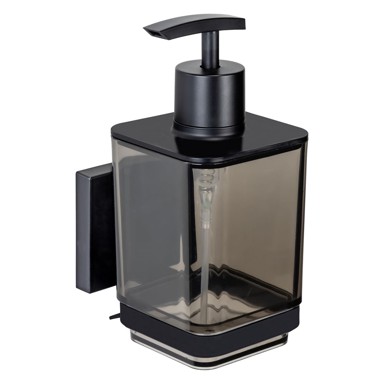 WENKO Crni plastičan samoljepljiv dozator sapuna 340 ml Quadro 