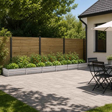 Povišeni vrtni krevet 480 x 80 x 24 cm, pocinčani čelik, srebrna
