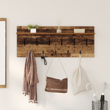 Vješalica za kapute na zidu, 100x40x12 cm, staro drvo