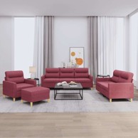 Set sofa 4-dijelni s tabureom, boja crnog vina 