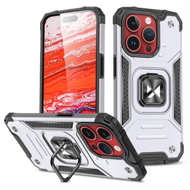 MG Maskica za iPhone 15 Pro, Ring Armor, srebrna