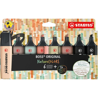 STABILO Marker BOSS NatureColors, dlijeto vrh, 6 kom, crna, brončana, zelena, siva, svijetlozelena