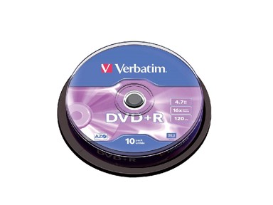 VERBATIM DVD+R medij, Matt Silver, 16×, 4,7 GB, spindle, 10 kom