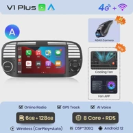Auto radio za FIAT 500 500c 2007, 2015, multimedijalna GPS navigacija, Android 12, V1PLus, 6GB, 128GB, DVR