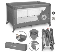 KIDWELL Blissy putni krevetić za djecu na dvije razine, sivi medo