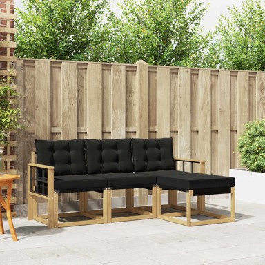 Set vanjskih sofa s jastucima 4 kom, bijela i crna