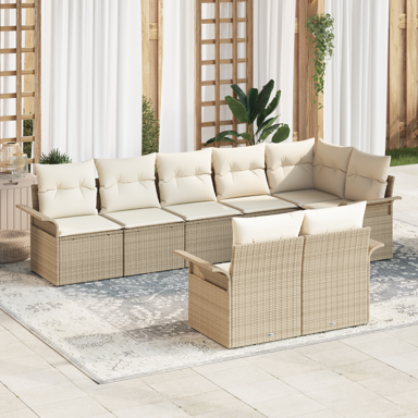Set od 8 komada vrtnih sofa s jastučićima poli ratan, akacija, bež