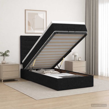 Krevet od pjene s madracem i LED-om 100 x 200 cm, tkanina, crni