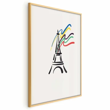 Plakat Eiffelov toranj i boje, 21x30 cm, zlatni okvir