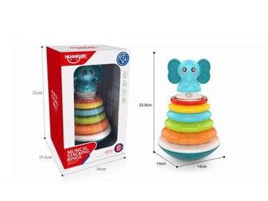 HUANGER Piramida, šarenih obruča, slonić
