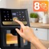 NORTHIX Friteza na vrući zrak, 6,5 l, 1700 W, zaslon osjetljiv na dodir, crna