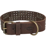 TRIXIE Ogrlica za pse Rivet kožna, XL (55–65 cm / 40 mm), smeđa