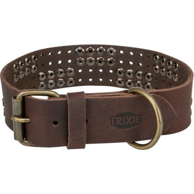 TRIXIE Ogrlica za pse Rivet kožna, XL (55–65 cm / 40 mm), smeđa