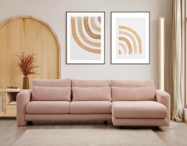 Kutna garnitura, Lily corner, desni, ružičasta