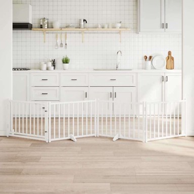 Vrata za pse s vratima sklopiva, 4 panela, 80 x 60 x 2 cm, bijela